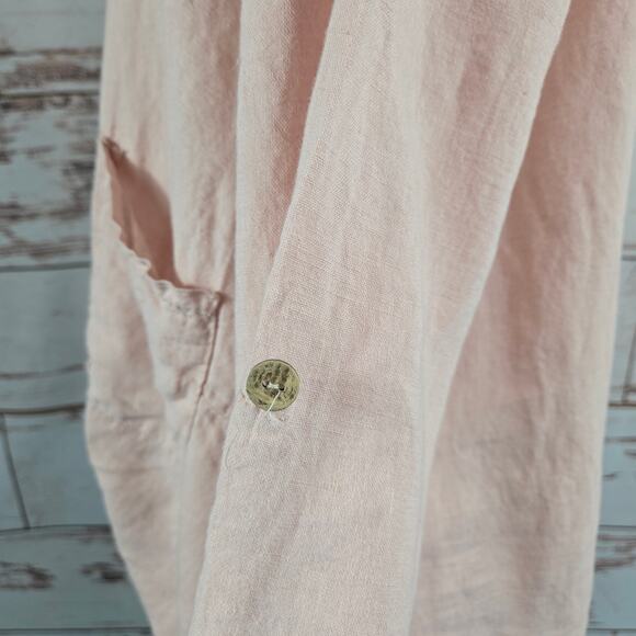 Saga Italy 100% Linen Top Pink Size Large - Picture 6 of 7